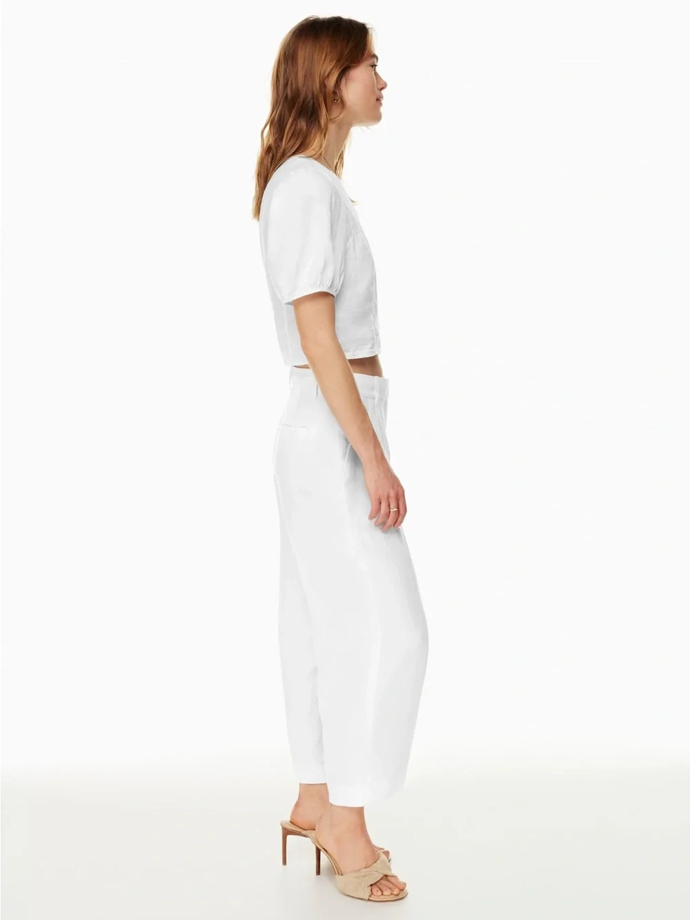 Aritzia Wilfred The Effortless Pant Linen Cropped High Waist Wide Leg NWOT